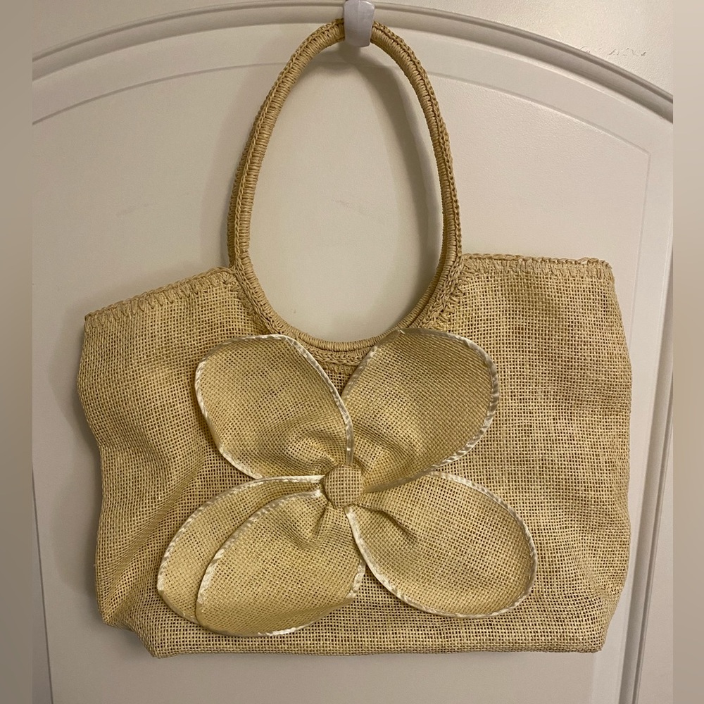 Bellemonde Purse Tote Bag Womens Natural Woven Flower Handbag Handmade Spring
